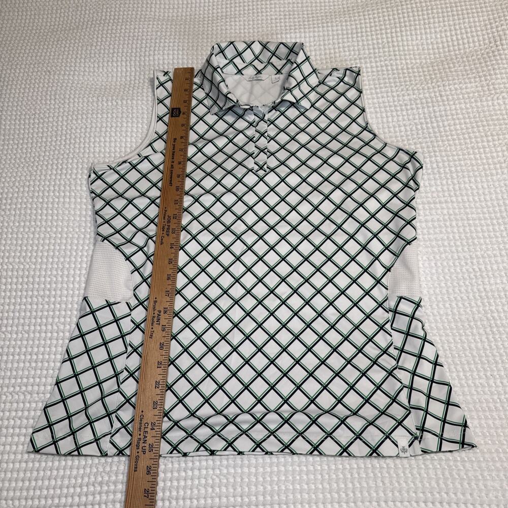 Womens Large Sleeveless Golf Polo Shirts Lot of 2 Plaid Stripe Athletic Stretch - Picture 7 of 15